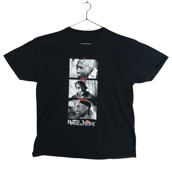 Poetic Justice Tupac Graphic Tee Size XL Black Short Sleeve Pullover Crewneck - Picture 3 of 5